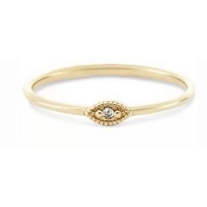 14k Solid Gold Evil Eye Ring